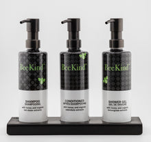 Load image into Gallery viewer, Black Triple 12 oz Cylinder Amenity Carriage Kit | Luxury Hotel Countertop Dispenser | Aquamenities