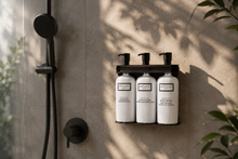 Load image into Gallery viewer, Black PVD Stainless Steel Triple 9oz Oval Bottle Amenity Fixture