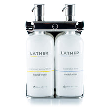 Load image into Gallery viewer, Polished Stainless Steel Double Oval Bottle Amenity Fixture
