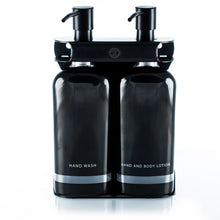 Load image into Gallery viewer, Black PVD Stainless Steel Double 9oz Oval Bottle Amenity Fixture