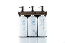 Load image into Gallery viewer, Bronze PVD Stainless Steel Triple 9oz Oval Bottle Amenity Fixture