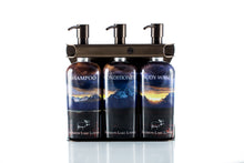 Load image into Gallery viewer, Bronze PVD Stainless Steel Triple 9oz Oval Bottle Amenity Fixture