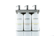 Load image into Gallery viewer, Brushed Stainless Steel Triple Oval Bottle Amenity Fixture