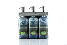 Load image into Gallery viewer, Brushed Stainless Steel Triple Oval Bottle Amenity Fixture