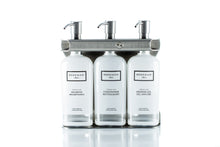 Load image into Gallery viewer, Brushed Stainless Steel Triple Oval Bottle Amenity Fixture