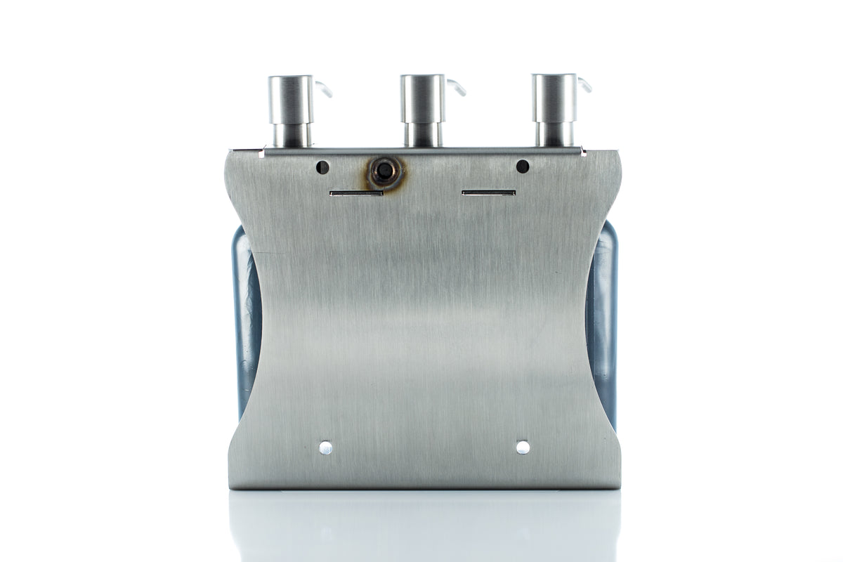 Brushed Stainless Steel Triple Oval Bottle Amenity Fixture