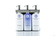 Load image into Gallery viewer, Brushed Stainless Steel Triple Oval Bottle Amenity Fixture