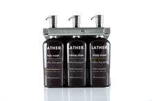 Load image into Gallery viewer, Brushed Stainless Steel Triple Oval Bottle Amenity Fixture