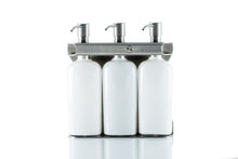 Load image into Gallery viewer, Brushed Stainless Steel Triple Oval Bottle Amenity Fixture
