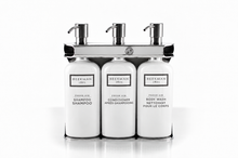 Load image into Gallery viewer, Polished Stainless Steel Triple Oval Bottle Amenity Fixture

