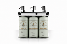 Load image into Gallery viewer, Polished Stainless Steel Triple Oval Bottle Amenity Fixture
