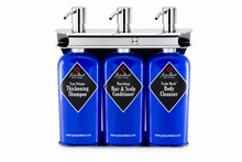 Load image into Gallery viewer, Wall Mounted 16 oz Triple Oval Hotel Amenity Dispenser | Polished Stainless Steel | Aquamenities
