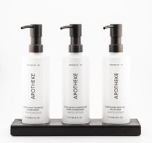 Load image into Gallery viewer, Black Triple 12 oz Cylinder Amenity Carriage Kit | Luxury Hotel Countertop Dispenser | Aquamenities
