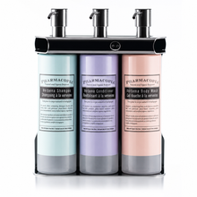 Load image into Gallery viewer, Polished Triple 12 oz Cylinder Amenity Dispenser Kit
