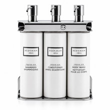Load image into Gallery viewer, Polished Triple 12 oz Cylinder Amenity Dispenser Kit
