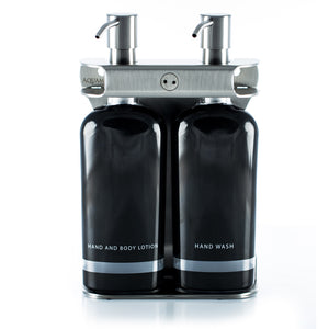 Brushed Stainless Steel Double Oval Bottle Amenity Fixture