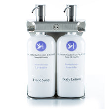 Load image into Gallery viewer, Brushed Stainless Steel Double Oval Bottle Amenity Fixture
