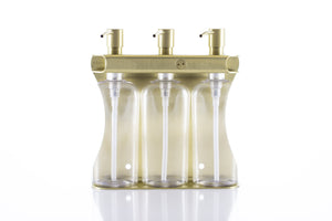 Brushed Gold PVD  Stainless Steel Triple 9oz Oval Bottle Amenity Fixture