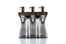 Load image into Gallery viewer, Bronze PVD Stainless Steel Triple 9oz Oval Bottle Amenity Fixture
