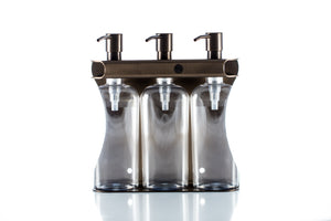 Bronze PVD Stainless Steel Triple 9oz Oval Bottle Amenity Fixture