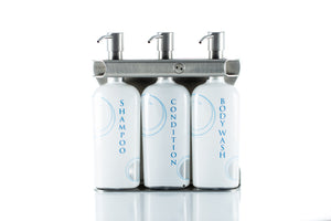 Brushed Stainless Steel Triple Oval Bottle Amenity Fixture