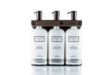 Load image into Gallery viewer, Bronze PVD Stainless Steel Triple 9oz Oval Bottle Amenity Fixture
